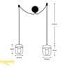 ACORN noir laiton Suspension 2 Lumières H16cm + Câbles noirs