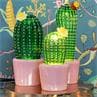 CACTUS SUNRISE Vert Lampe à poser LED Cactus Verre H44cm