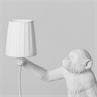 MONKEY Blanc Lampe à poser Singe assis avec abat-jour H32cm