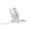 MONKEY Blanc Lampe à poser Singe assis avec abat-jour H32cm