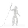 MONKEY Blanc Lampe à poser Singe debout avec abat-jour H54cm