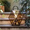 MUSE LANTERN OUTDOOR ambre Lampe à poser d'extérieur avec fil anse en cuir tressé H40cm
