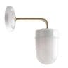 PORCELAINE WALL LAMP laiton blanc Applique porcelaine bras laiton/verre opalin 24.5cm