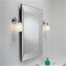 ANTON Chrome Applique descendante salle de bain métal et verre opalin H21,5cm