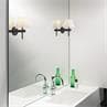ROMA Noir Mat Applique montante salle de bain métal et verre opalin H19cm