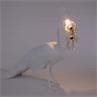 PEACOCK Blanc Lampe LED Paon H69cm