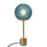 APAPA Laiton / Bleu paon Lampe à poser globe tissé H40cm