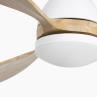 POROS Blanc Ventilateur de plafond 3 pâles Acier/Bois avec lumière LED dimmer Ø130cm