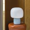 LOULOU Bleu / Abat-jour blanc opale Lampe à poser LED Verre teinté/Verre dépoli H30cm