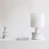 CATHERINE Blanc mat / Abat-jour Blanc Lampe à poser céramique et lin H47cm
