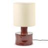 CATHERINE Rouge / Abat-jour Beige Lampe à poser céramique et lin H47cm