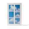 WINDOW LAMP Blanc et bleu clair Lampe de sol bois et acrylique 6 carreaux H90cm