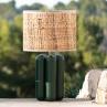 LA GRANDE LAMPE CHARLOTTE Bois vert abat-jour Raphia Lampe à poser Bois H68cm