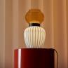 LAYLA Noir mat / Verre ambre et bleu Lampe à poser LED dimmable Verre soufflé H33cm