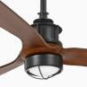 JUST FAN M Noir et bois Ventilateur de plafond 3 pâles Acier/PC avec lumière LED Ø128cm