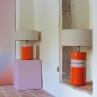 TOTEM orange brillant Lampe de sol Céramique/Lin H63cm